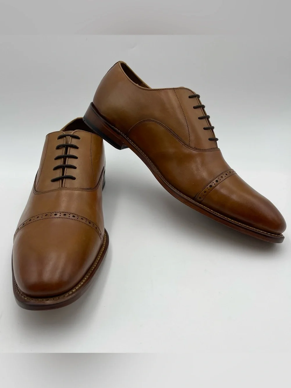 ALLEN EDMONDS SZ 14D Brady Walnut Leather Cap Toe Oxfords Shoes MSRP $450